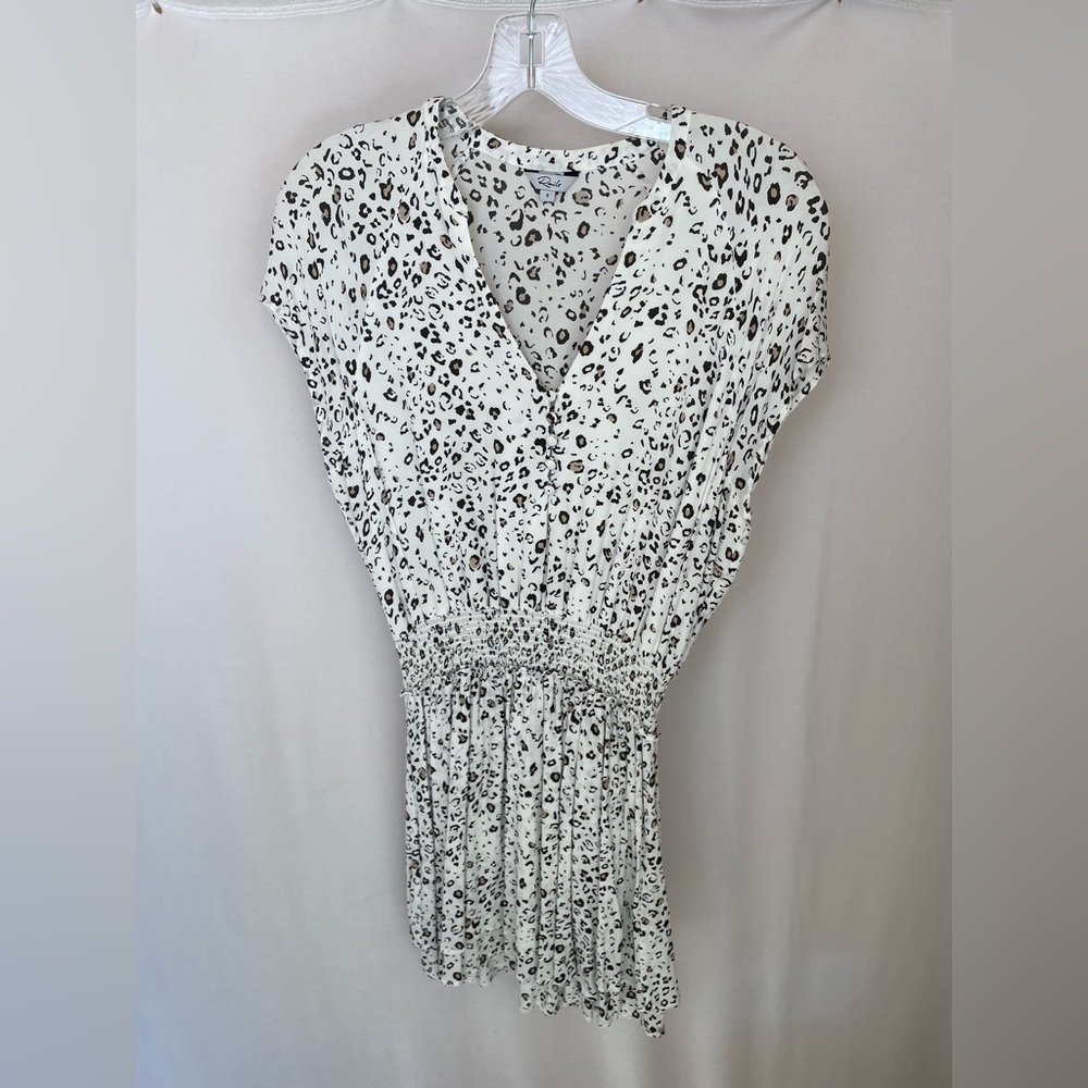 Rails Karla Leopard Print Tiered Dress in White Mocha size small - Picture 2 of 7